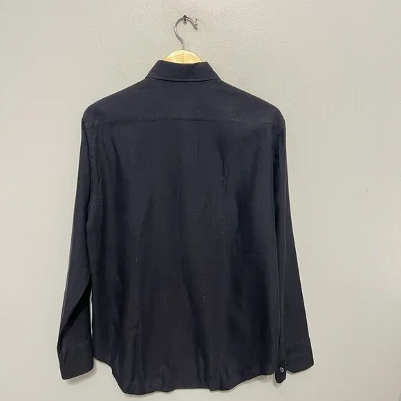 Armani Collezioni Men's Long Sleeve Button Down Shirt Black M Cotton